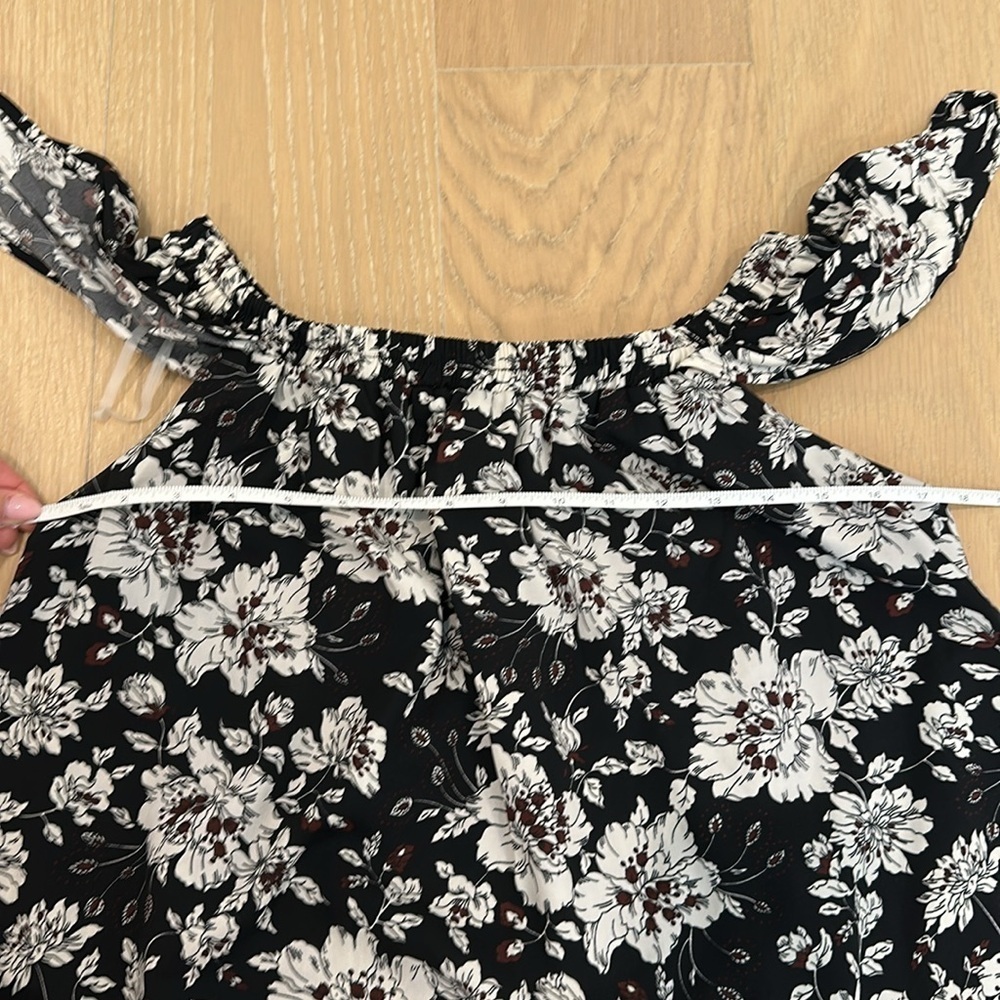 Fabrik Women’s Off The Shoulder Black Floral Mini Dress Flowery Babydoll Small - Picture 11 of 13